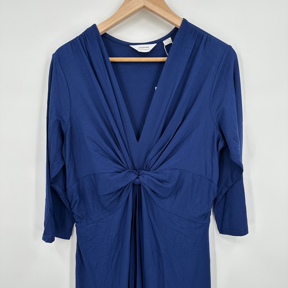 Seraphine Jolene Front Knot Maternity Dress Royal Blue 3/4 Sleeve US 12 NWT - Picture 3 of 8